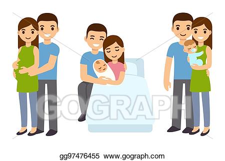 Pregnancy clipart pregnant family. Vector illustration and birth