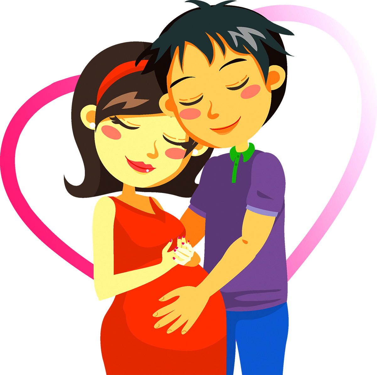 Cartoon of pregnant woman. Pregnancy clipart stretch marks