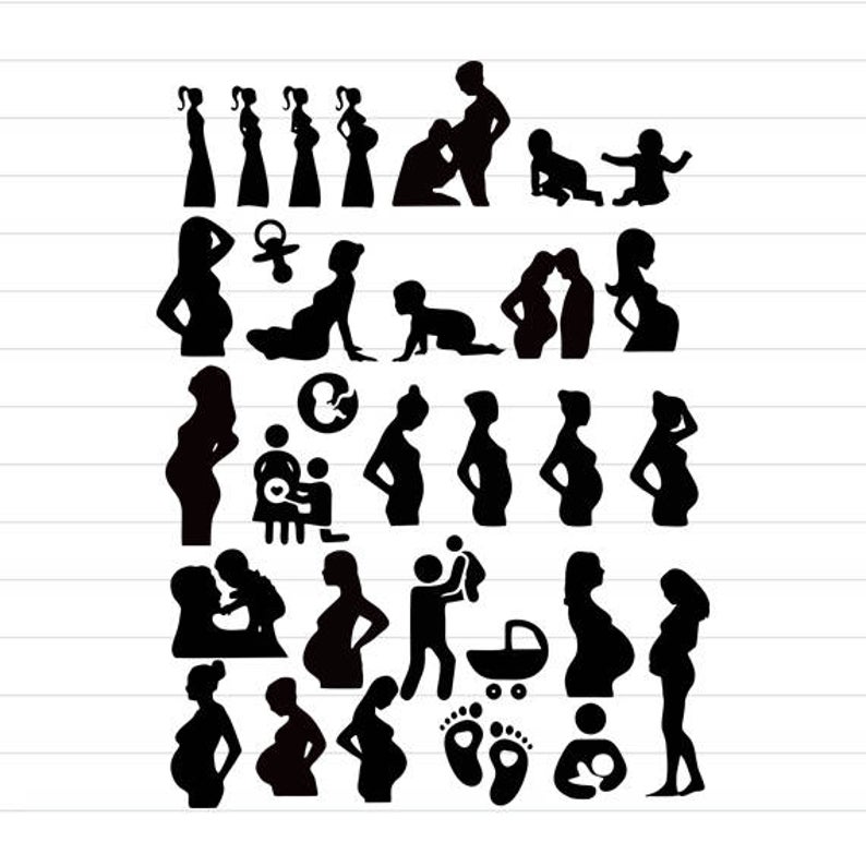 Pregnancy clipart svg. Instant download pregnant silhouette
