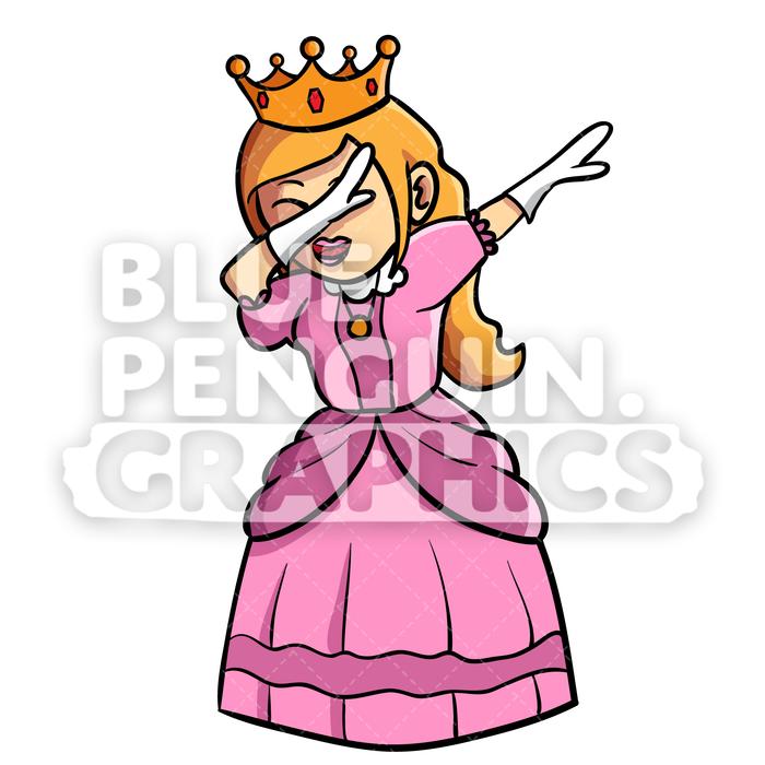 Princess clipart illustration. Dabbing vector cartoon 