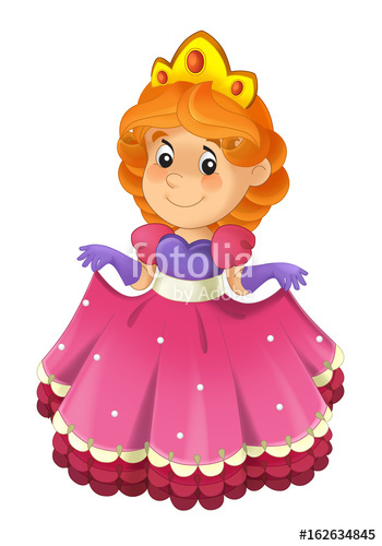 Cartoon character cheerful standing. Princess clipart royal princess