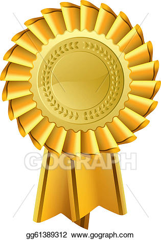 Prize clipart rosette. Vector illustration gold award