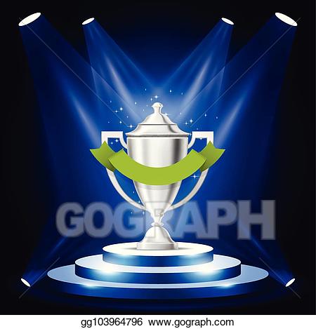 Vector stock illuminated cup. Prize clipart sport podium
