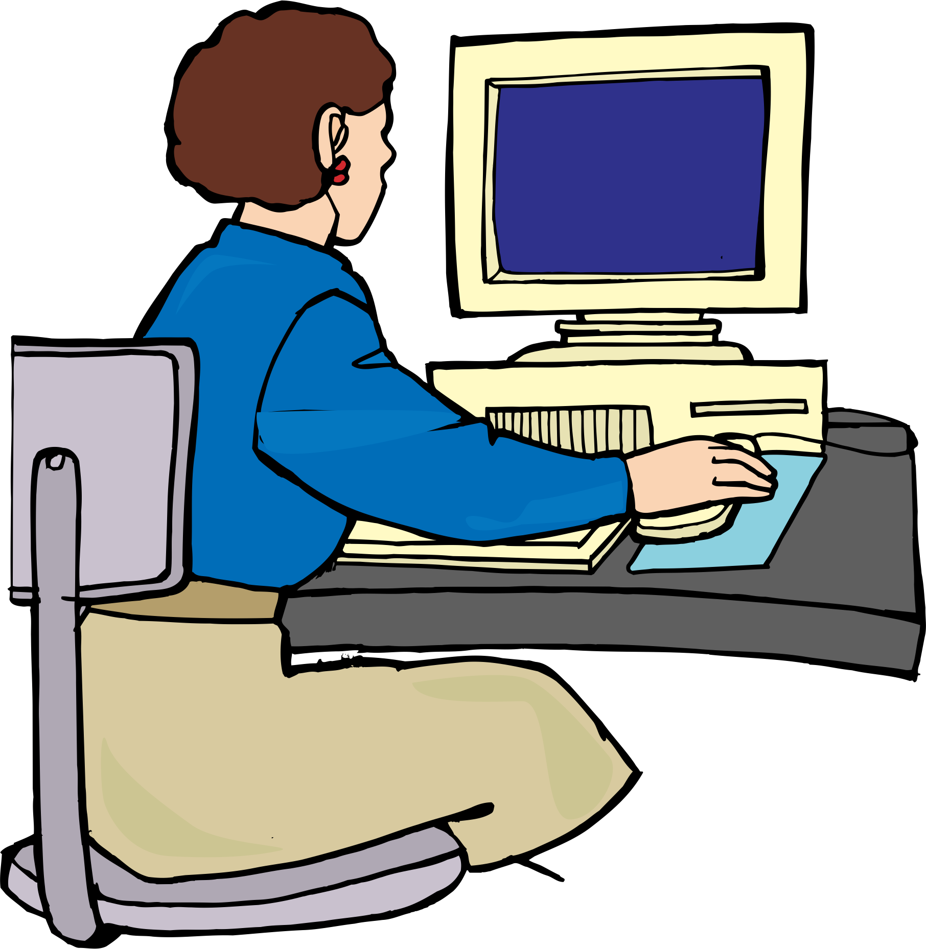 professional clipart computer operator