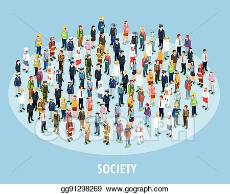 Vector stock isometric background. Professional clipart society