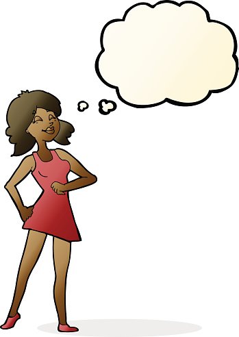 Proud clipart proud woman. Cartoon with thought bubble