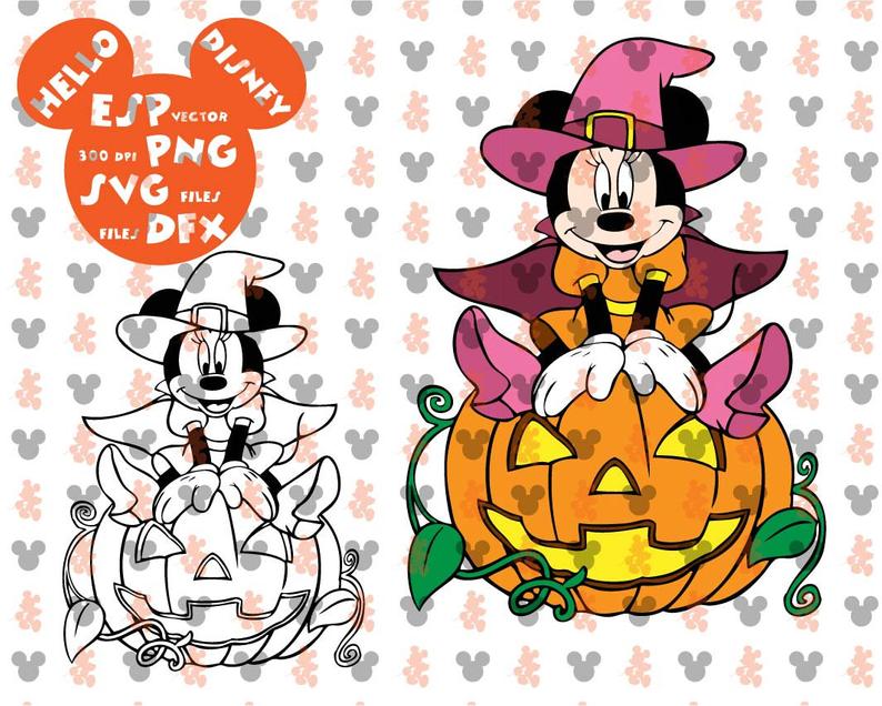 Disney halloween witch cut. Pumpkin clipart minnie mouse