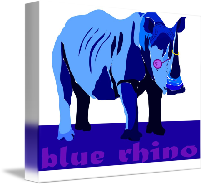 Blue wearing glasses by. Purple clipart rhino