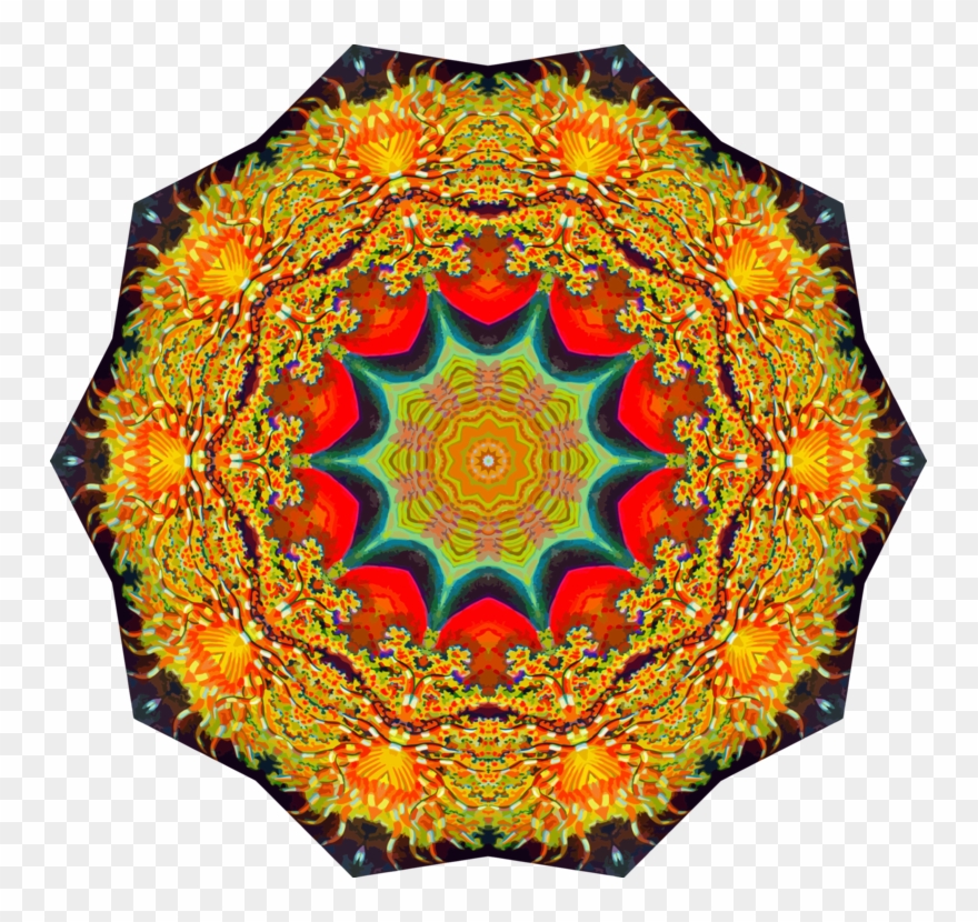 Textile symmetry kaleidoscope illustration. Quilt clipart orange