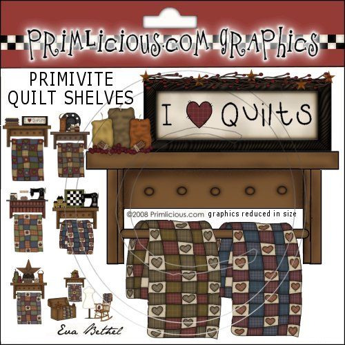 Quilting clipart country. Primitive quilt shelves graphics