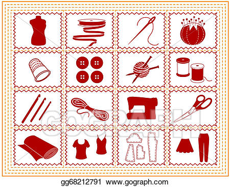 Vector sewing tailoring knit. Quilting clipart craft