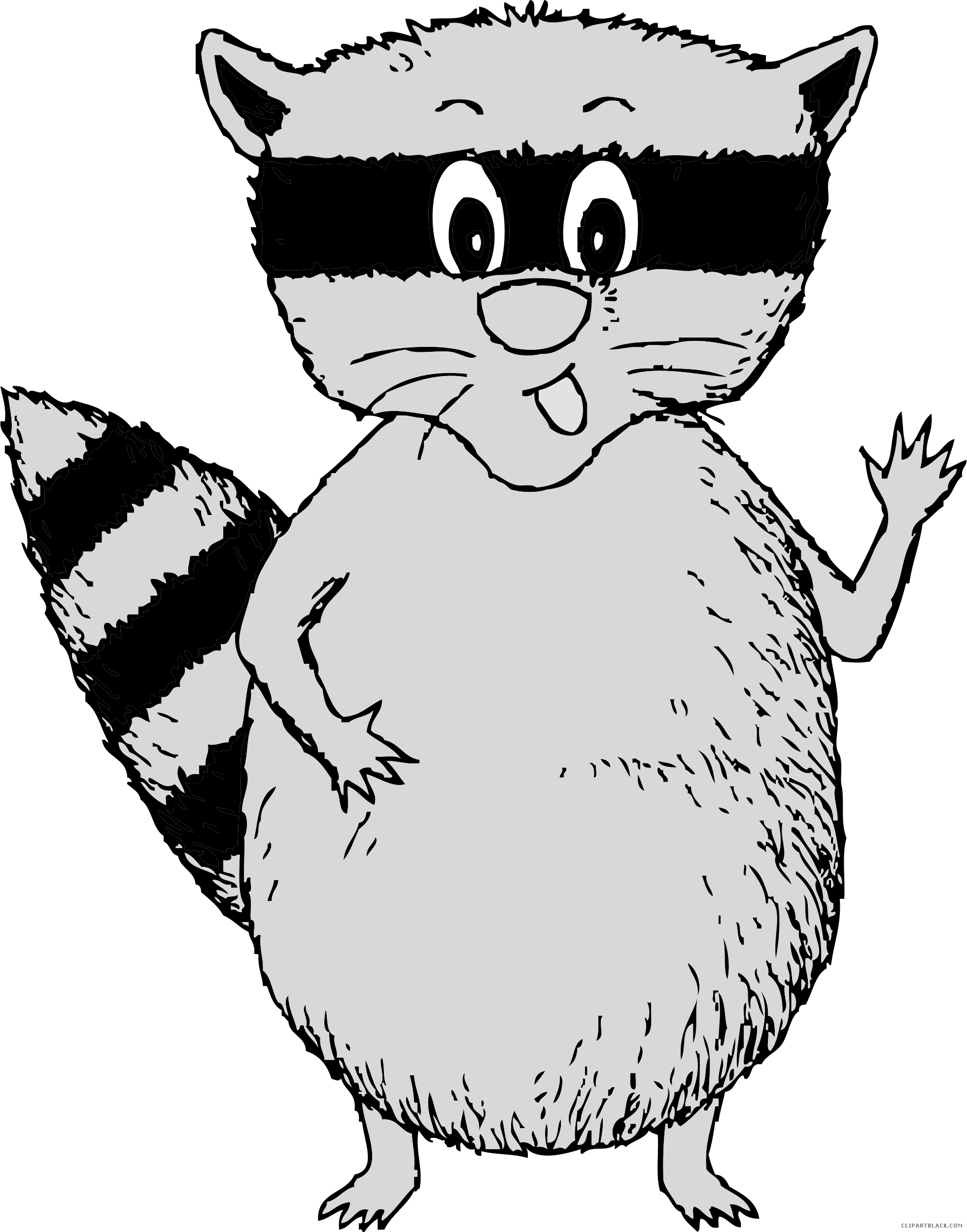 racoon clipart black and white