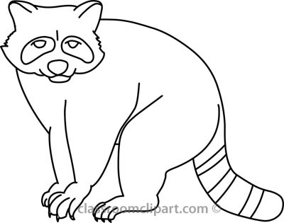 Racoon clipart outline. Raccoon black and white