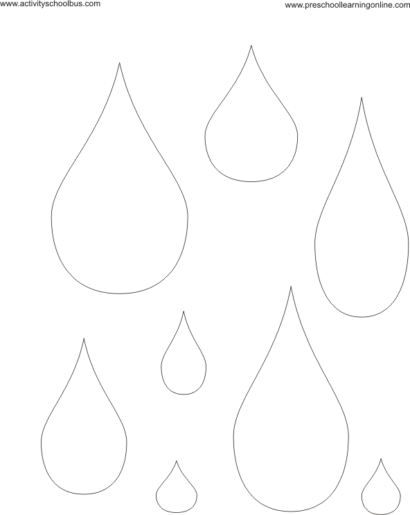 Raindrop clipart coloring page. Big template printable free