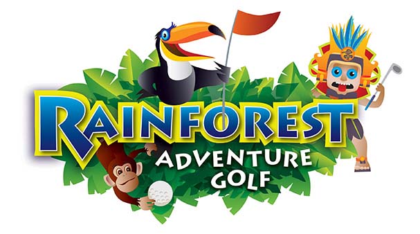 Adventure golf save with. Rainforest clipart hole book