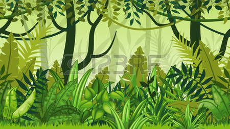 Rainforest clipart jungle amazon. Seamless nature cartoon landscape