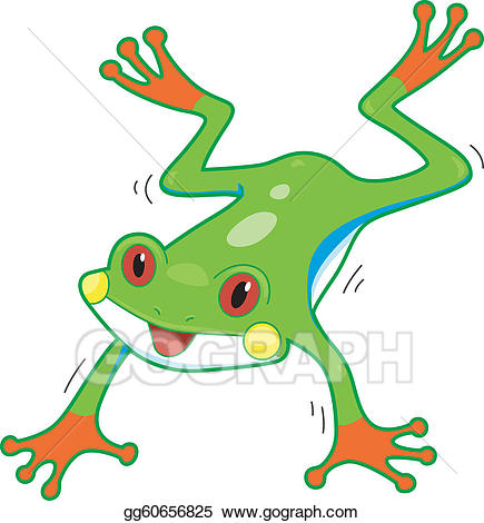 Vector illustration stock clip. Rainforest clipart red frog