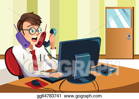 Eps illustration businessman on. Receptionist clipart busy man
