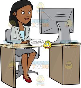 An executive operating a. Receptionist clipart computer job