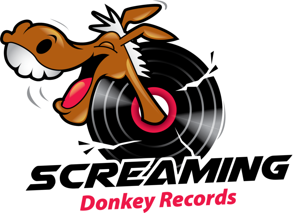 Screaming donkey records distribute. Record clipart music design