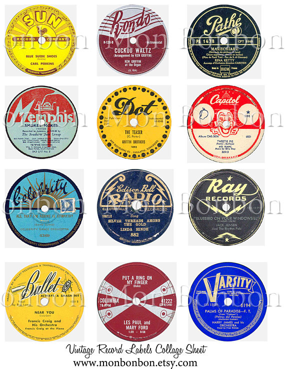 Record clipart record label. Vintage labels digital collage