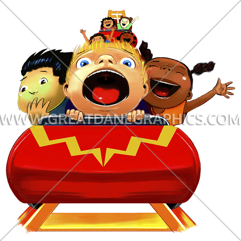 Kids production ready artwork. Red clipart roller coaster