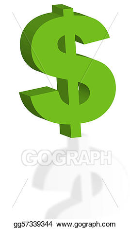Stock illustration d dollar. Reflection clipart green cross