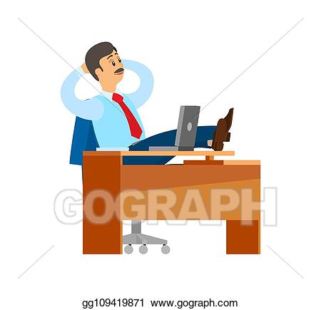 Vector art worker of. Relaxing clipart boss
