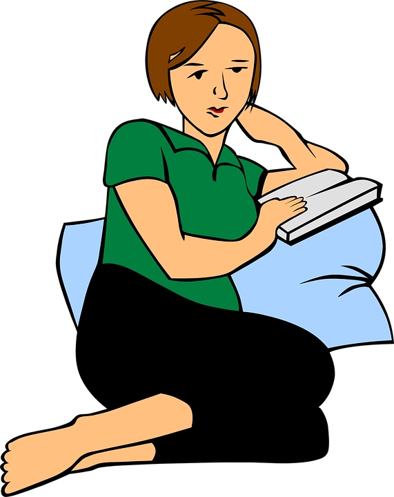 Girl adult reading clip. Relaxing clipart relaxed woman