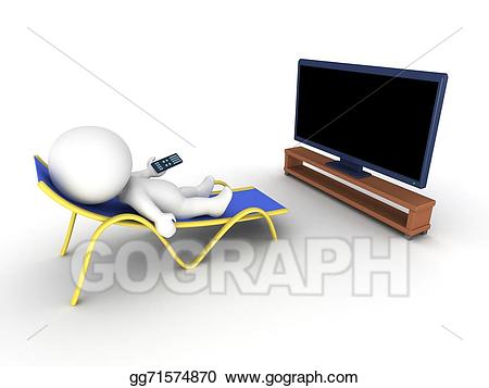 Stock illustration d man. Relaxing clipart tv viewing