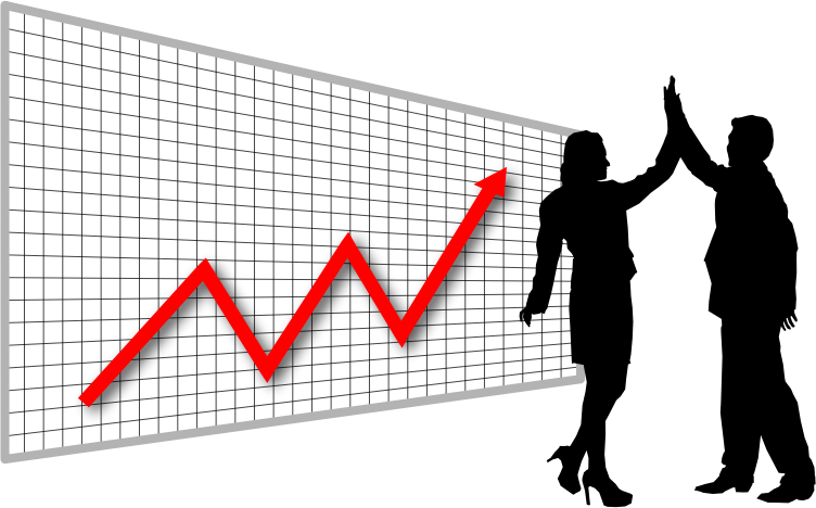 Profit high five in. Report clipart graph