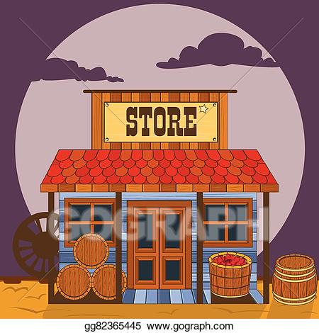 Restaurants clipart cafeteria building. Eps vector old western