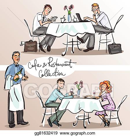Restaurants clipart colorful. Eps illustration people at