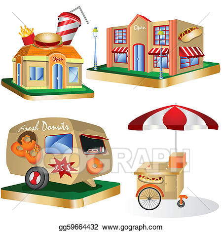 Vector fast food illustration. Restaurants clipart stock photo