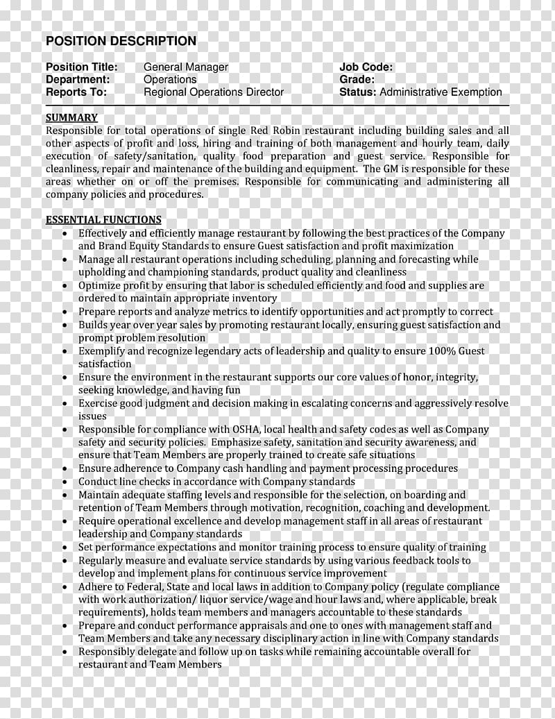 resume clipart job description