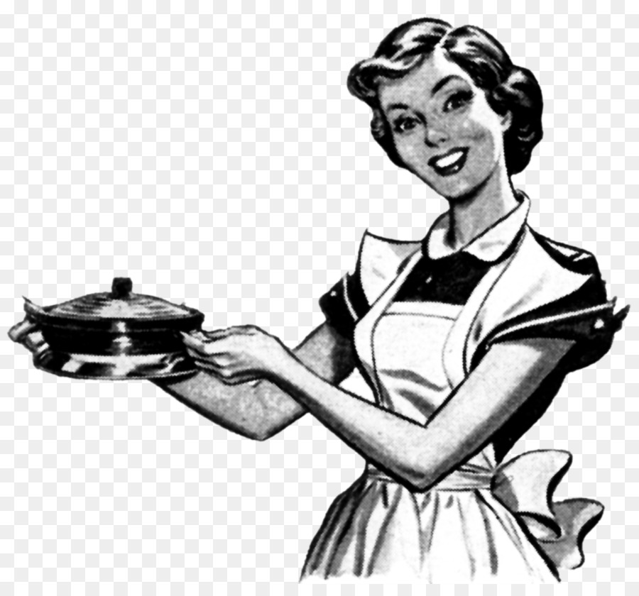 Background cooking woman . Retro clipart drawing