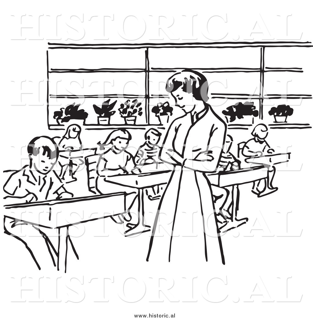 Historical of a watching. Retro clipart teacher