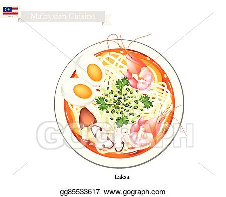 Vector illustration laksa or. Rice clipart mee