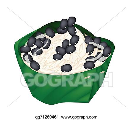Rice clipart sticky rice. Vector illustration and black