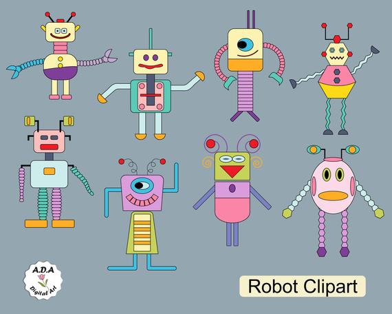 robot clipart colourful