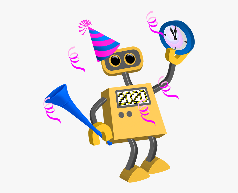 Robot clipart happy. Year tim new cartoon