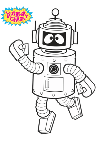 Robot clipart plex. Yo gabba coloring page