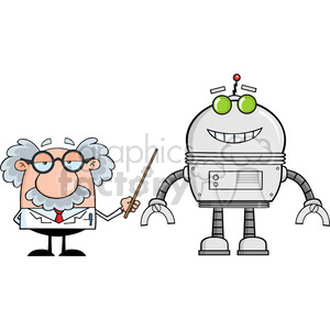Robot clipart scientist. Royalty free rf illustration