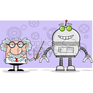 Funny or professor shows. Robot clipart scientist