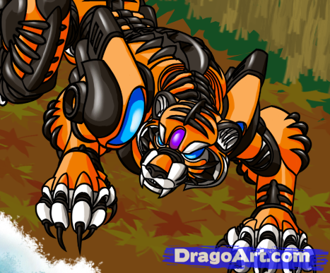 How to draw a. Robot clipart tiger