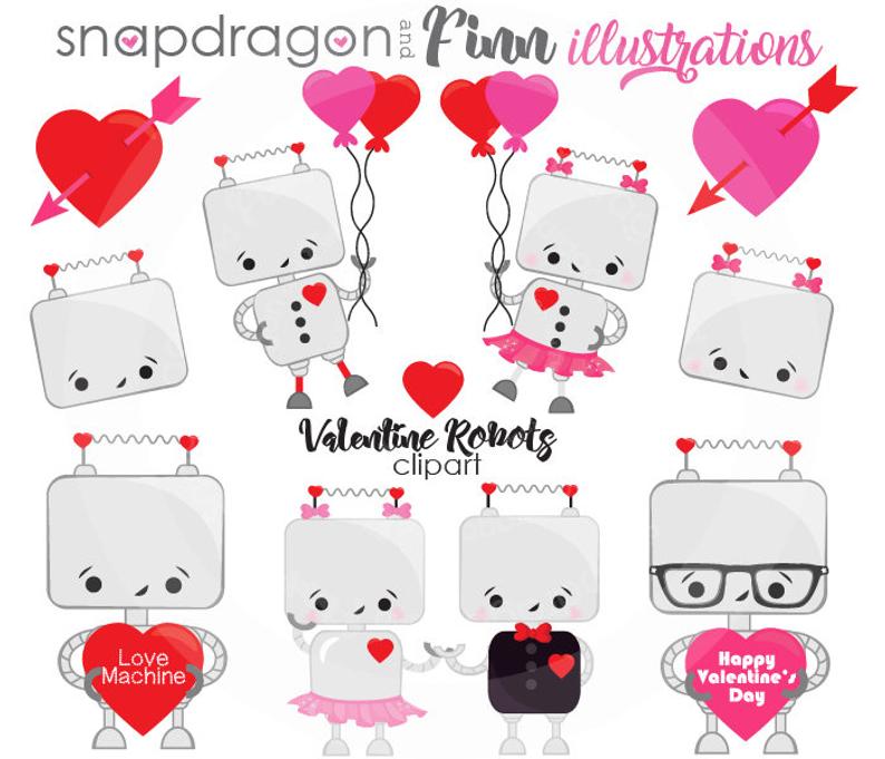 Buy get valentine robots. Robot clipart valentines
