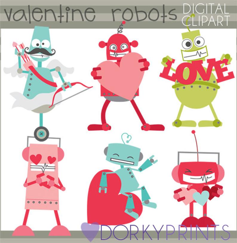 Robot clipart valentines. Valentine personal and limited