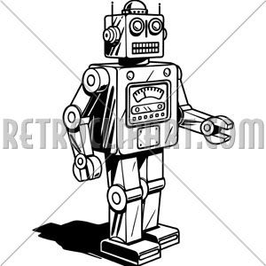Robot clipart vintage. Retro graphics inspiration in