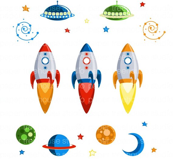 rocketship clipart space themed