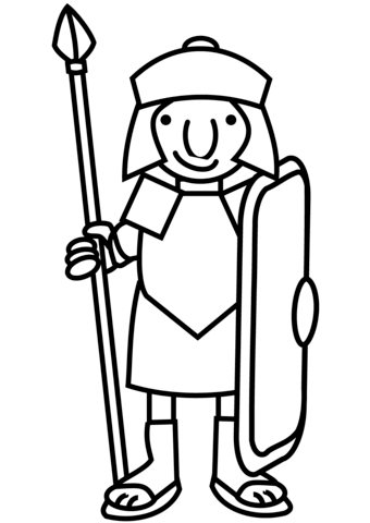 Cartoon roman soldier page. Rome clipart coloring